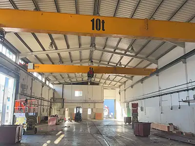 The HD Series comprises six single-girder bridge crane configurations: one 10-ton unit at 16.695m span with 6m lift, one 5-ton unit at the same 16.695m span, two 3-ton units at 16.67m span, one additional 10-ton unit at 16.67m span, one 2-ton unit at a compact 7.8m span, and one 3-ton unit at the longest span of 16.864m — all with 6m hook height. Key design parameters include bridge deflection, end carriage wheel load, runway rail gauge, trolley travel, hook approach, and girder reinforcement for the extended-span variants.